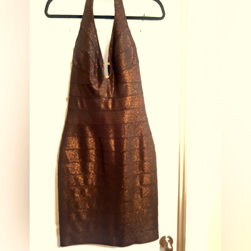 Sexy bronze colored dress made by Cache
